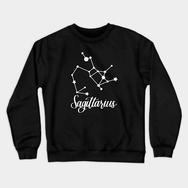 Sagittarius Zodiac Constellation in White Crewneck Sweatshirt by Kelly Gigi